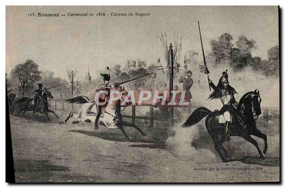 CPA Cheval Hippisme Saumur Carrousel en 1866 Courses de bagues 