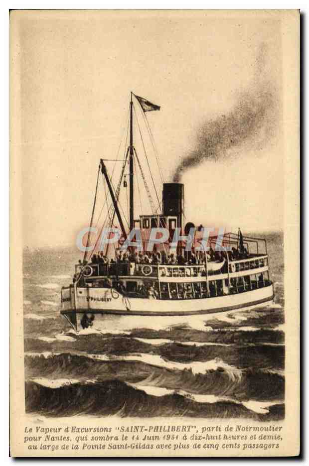 Vapeur d'Excursions "SAINT-PHILIBERT" — naufrage le 14 juin 1954 — G. Arnaud, Nantes