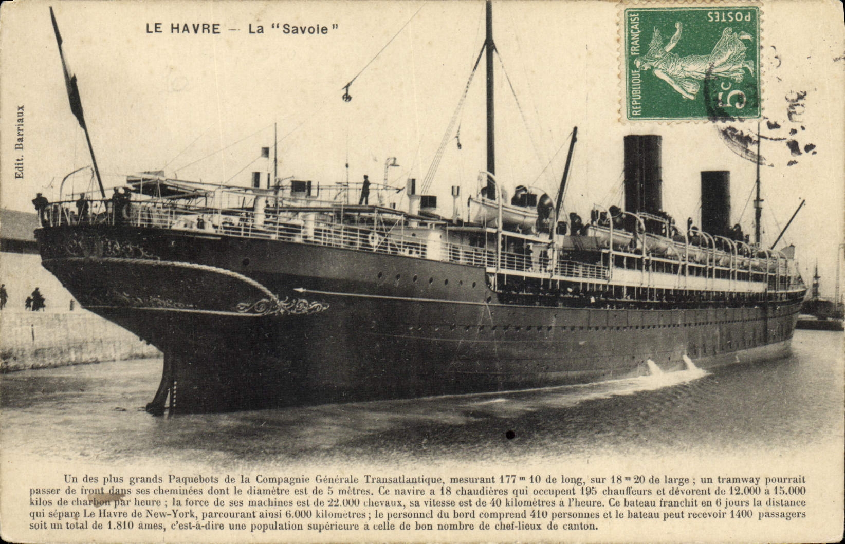 Le Havre — La "Savole" — Edit. Barriaux