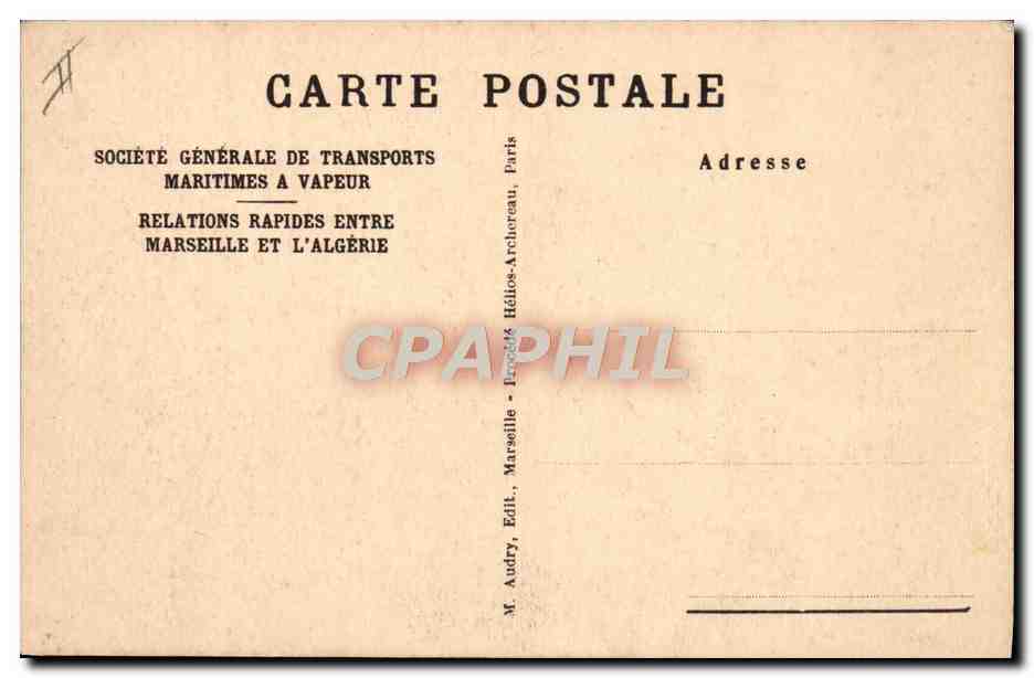 Paquebot "SIDI-MABROUK" — S.G.T.M. — éditeur M. Audry, Marseille — Verso
