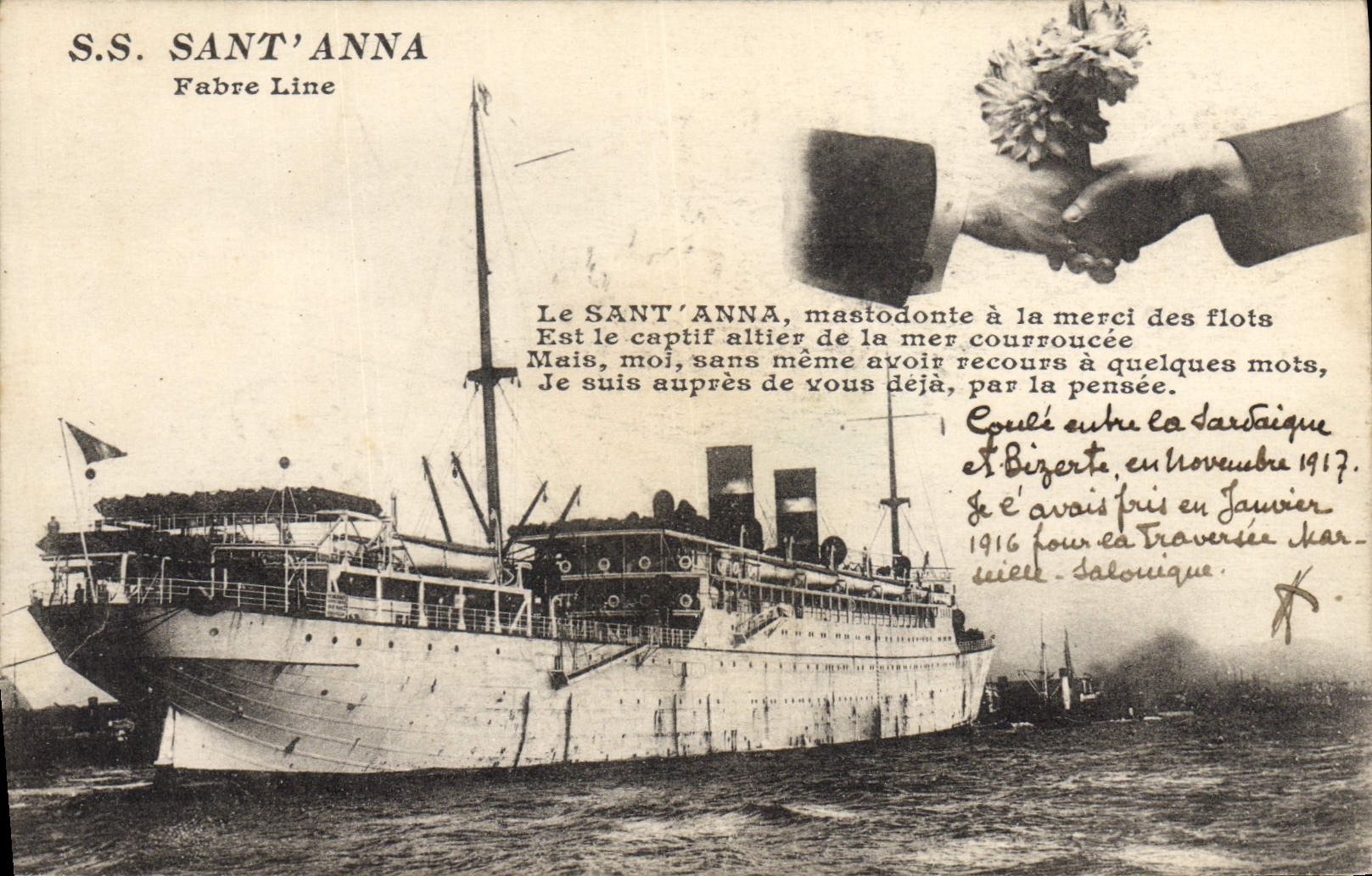 S.S. SANT'ANNA — Fabre Line — naufrage en 1917
