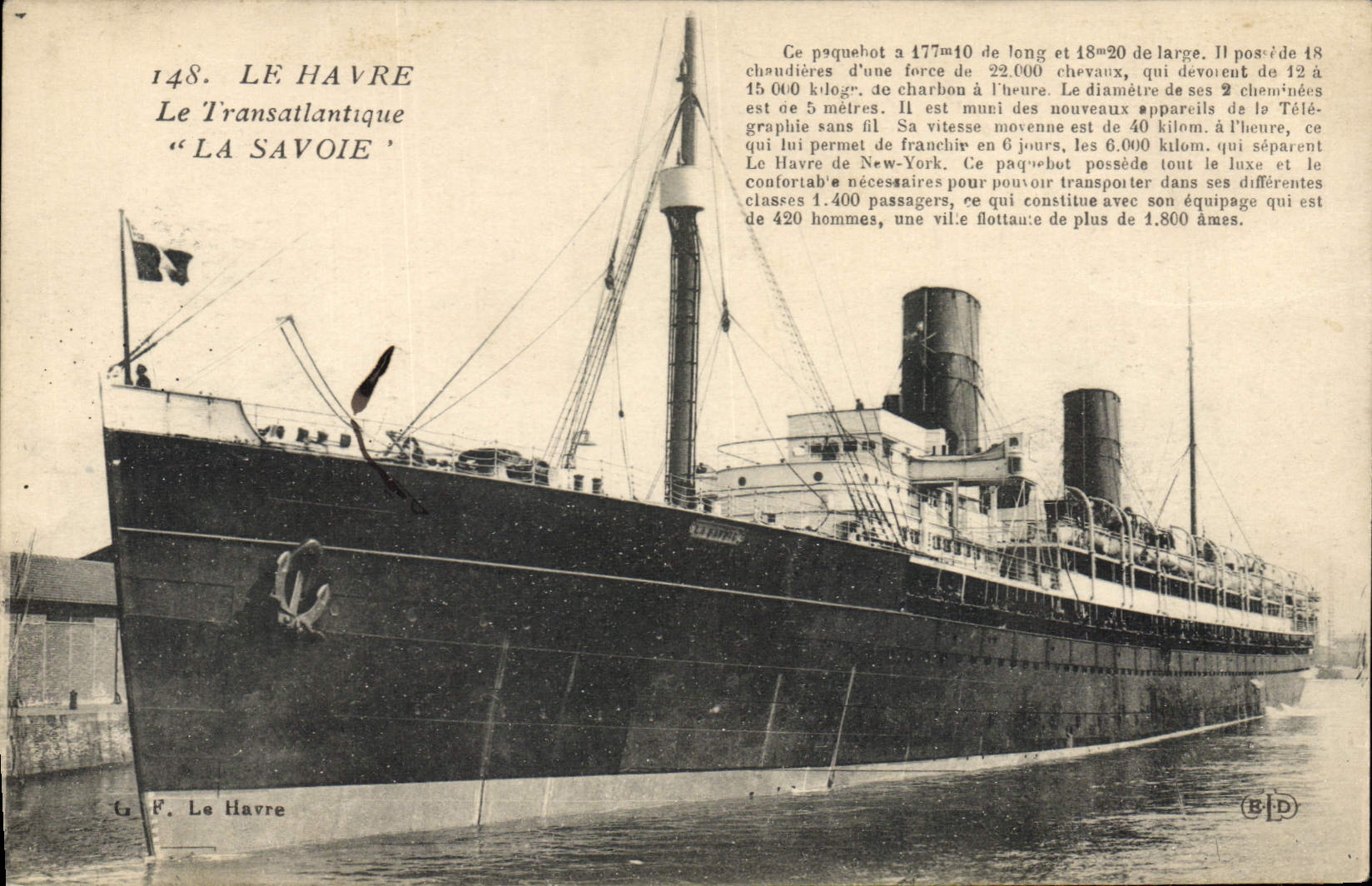 Le Havre — Le Transatlantique 'LA SAVOIE' — G. F. Le Havre, n°148