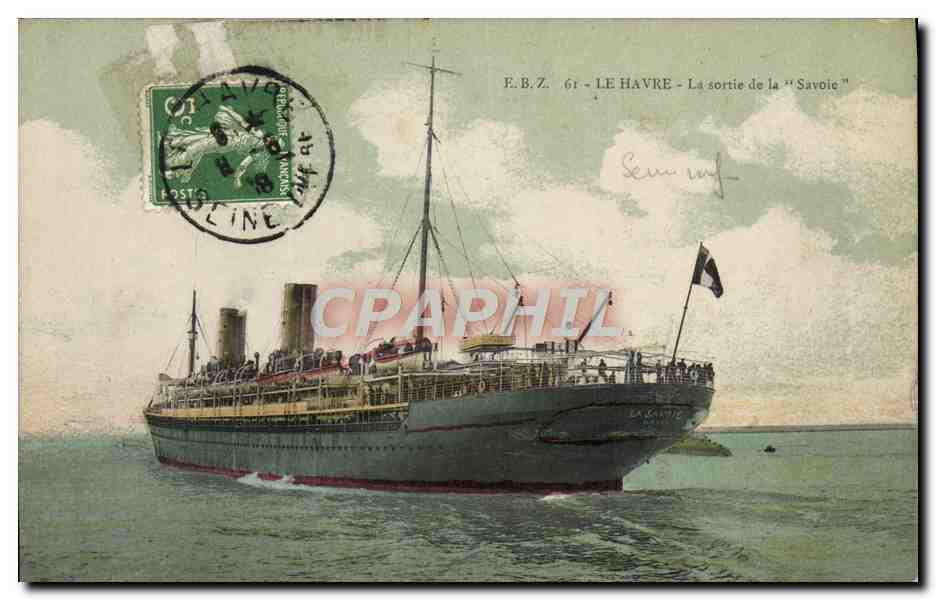 Le Havre — La sortie de la "Savoie" — E.B.Z. 61