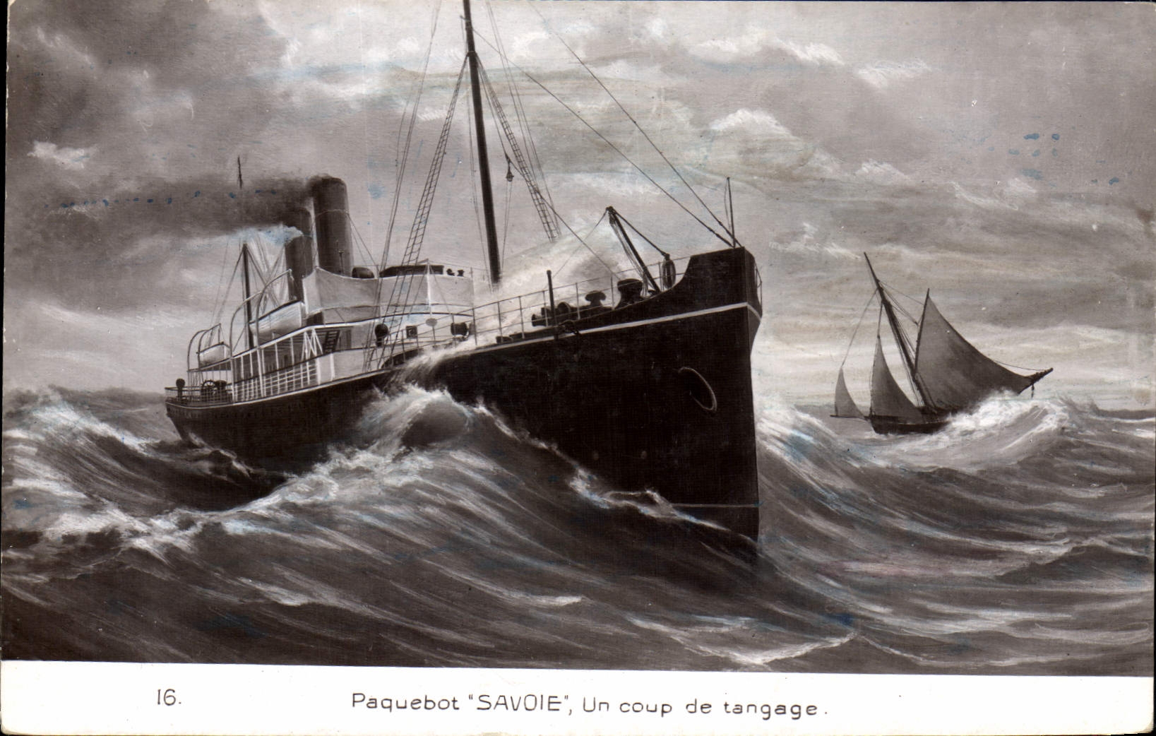 CPA Bateau Paquebot Savoie un coup de tanguage 