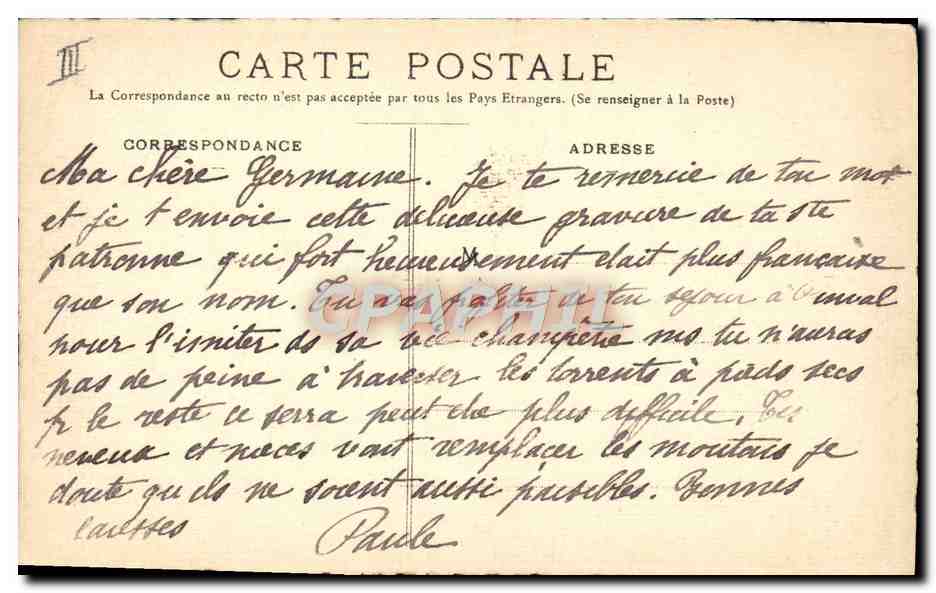 CPA Prenom Les saintes de France Germaine Cousin — Rückseite
