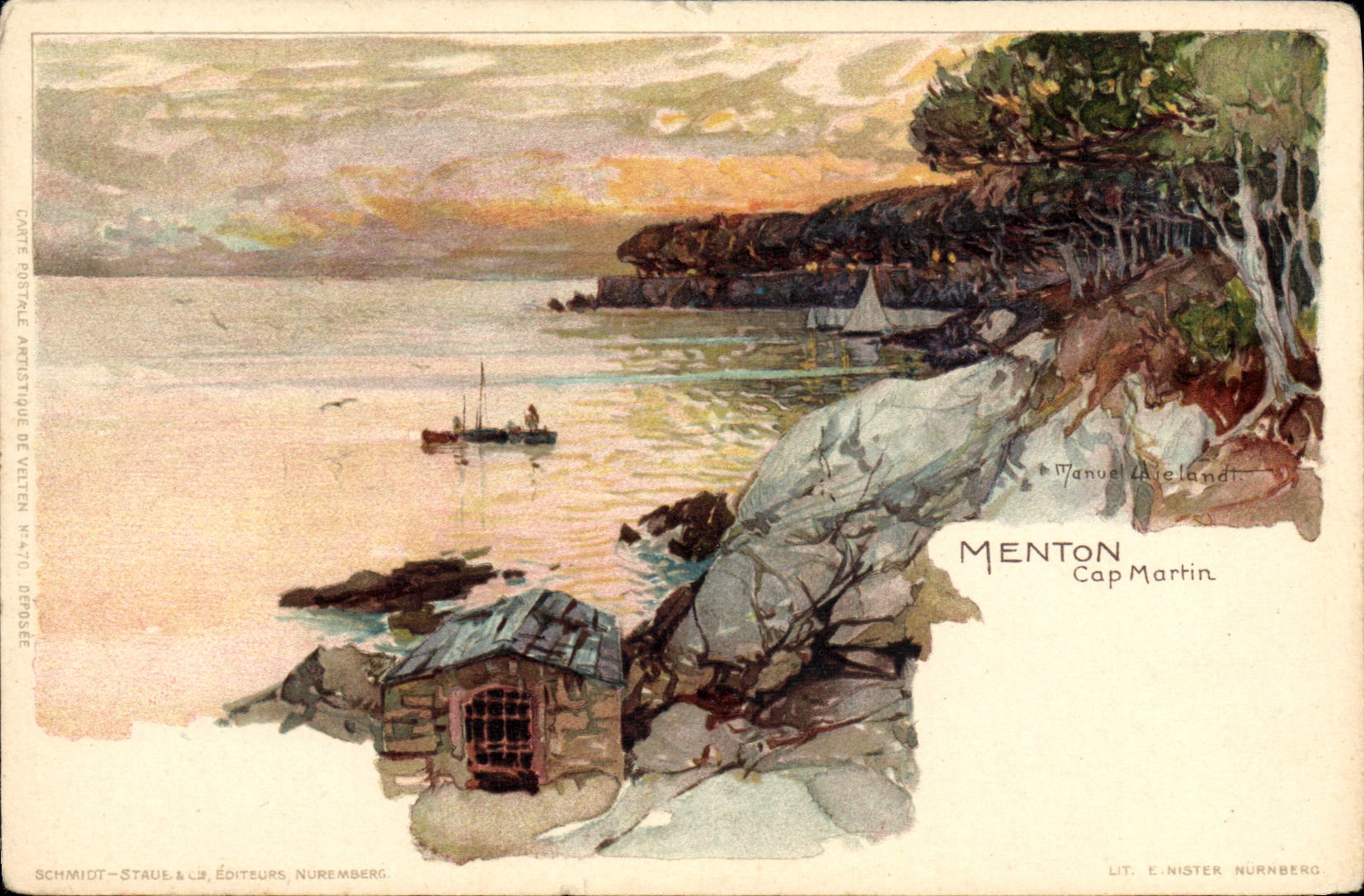Menton - Cap Martin — vue de la côte — Schmidt-Staule & Cie, Nuremberg, n° 42401