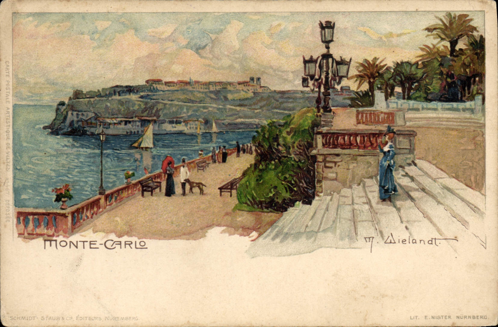 Monte-Carlo — vue du port et du promenade — Schmidt & Staub, Nuremberg - Anverso