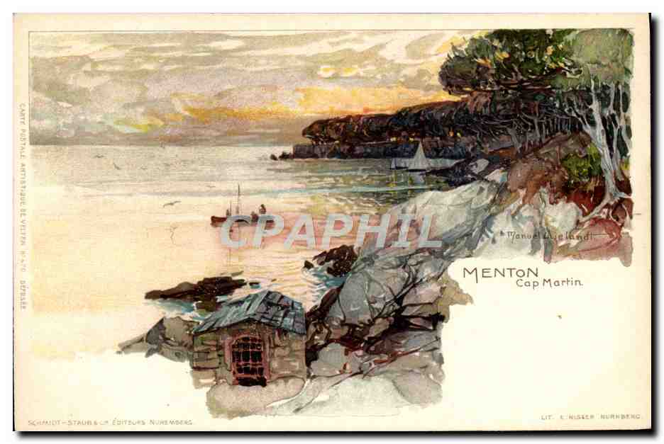 Menton Cap Martin — vue de la côte — Schmidt-Staubs & Éditeurs Nuremberg