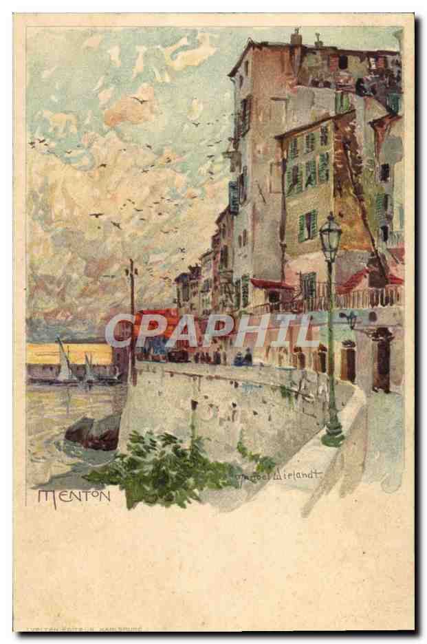 Menton — Vue du port et des maisons — Marcel Mirlandt