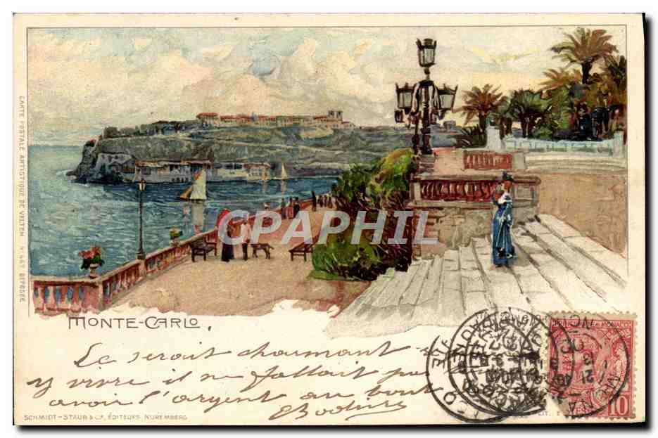 Monte-Carlo — vue du port et du promenoir — Schmidt-Staub & Cie, Nuremberg