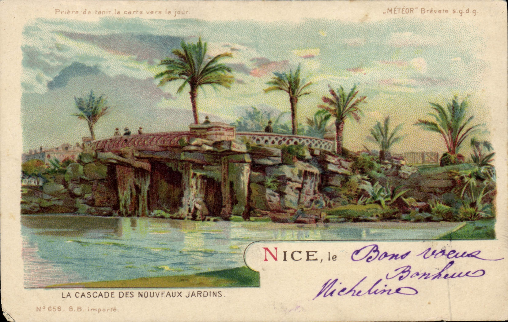 Nice, la Cascade des Nouveaux Jardins — G.B. importée, N° 656