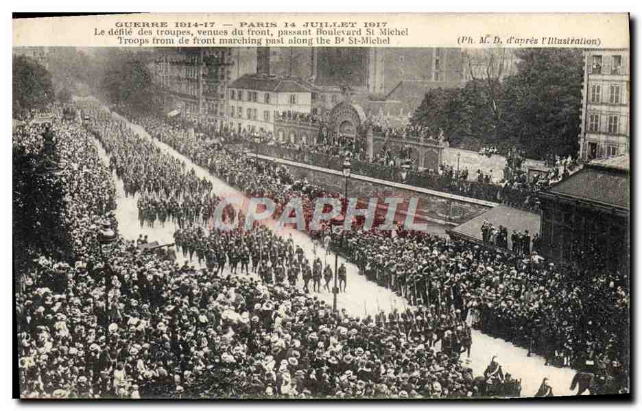 París - Desfile de las tropas del frente, 14 de julio de 1917 — Ph. M. D. d'après l'Illustration