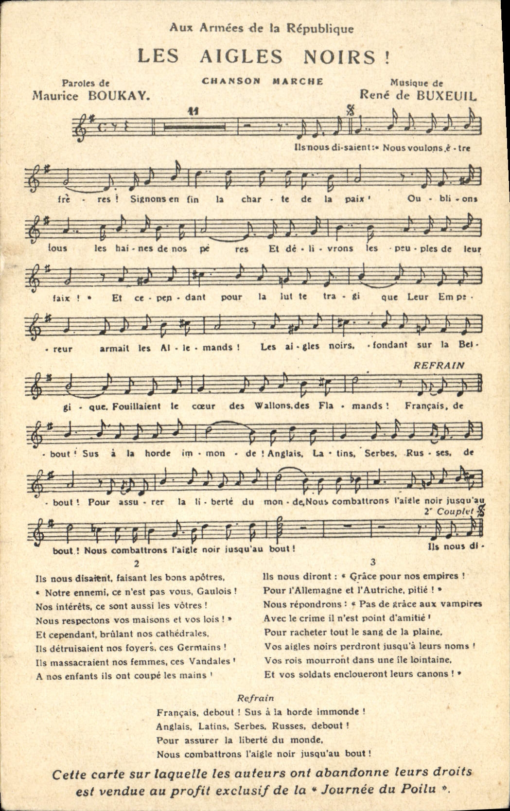 CPA Militaria Les aigles noirs Chanson mrche 