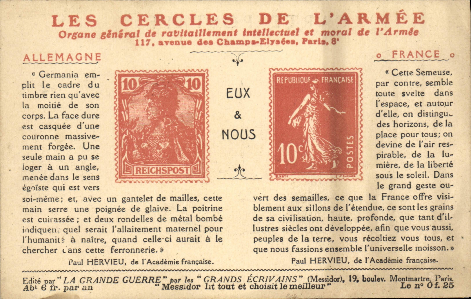 CPA Militaria Les cercles de l'armee Germania Semeuse