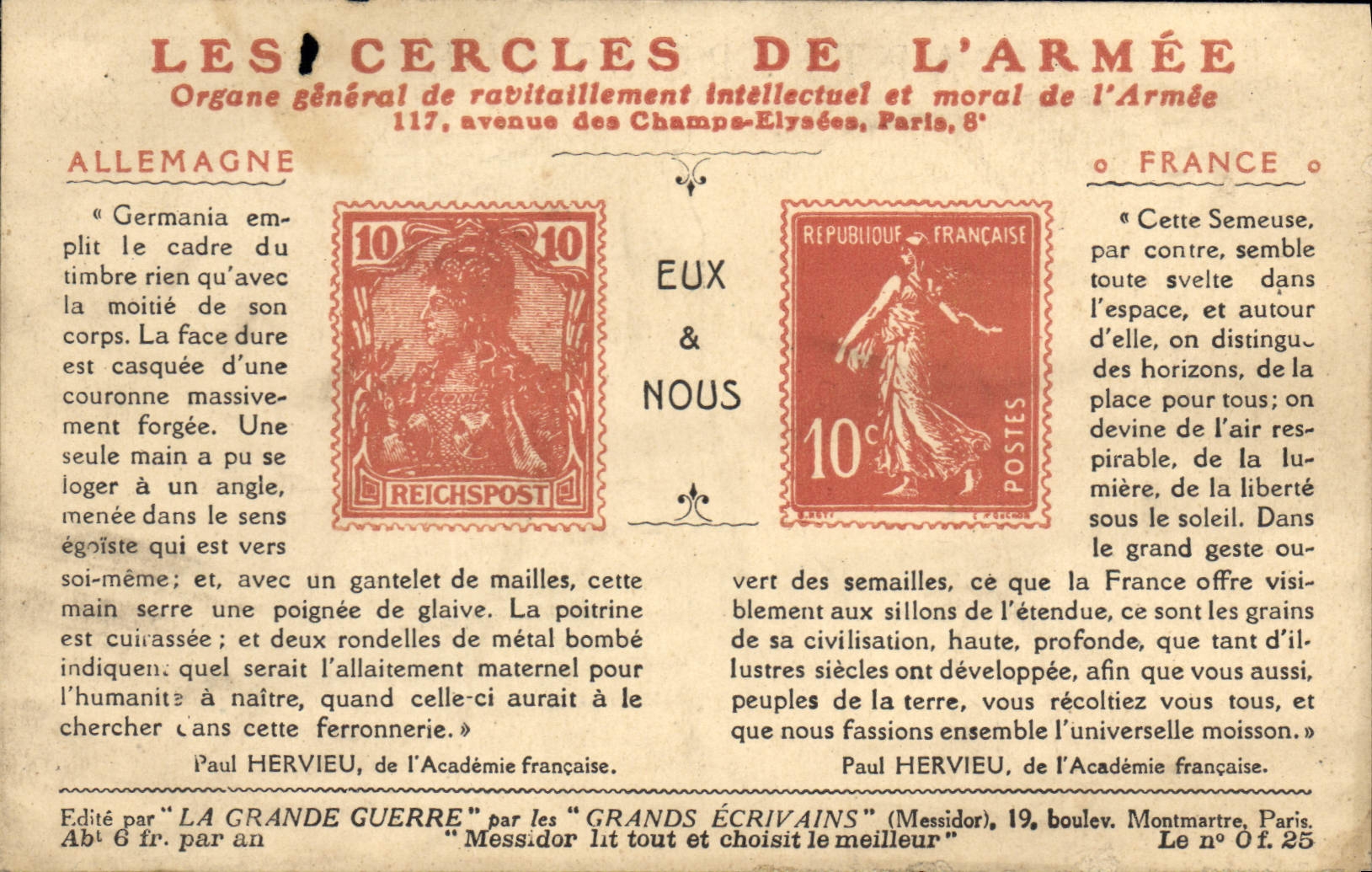 CPA Militaria Les cercles de l'armee Germania Semeuse