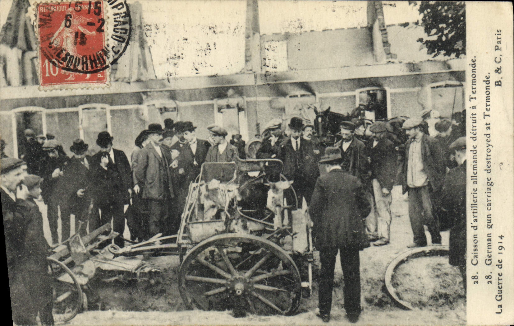 Cajón de artillería alemana destruido en Termonde — B. & C. Paris, n°28