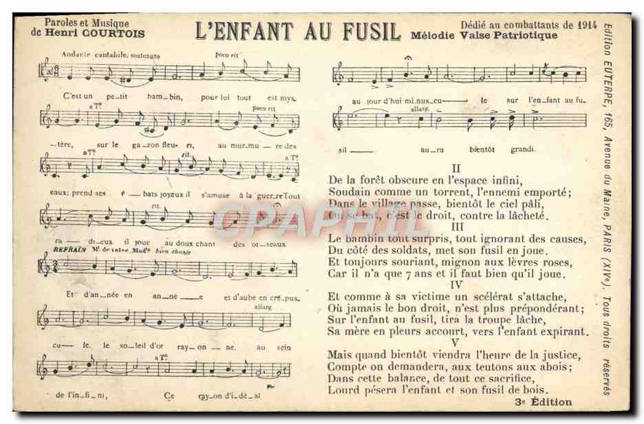 CPA Militaria Chant l'enfant au fusil Henri Courtois