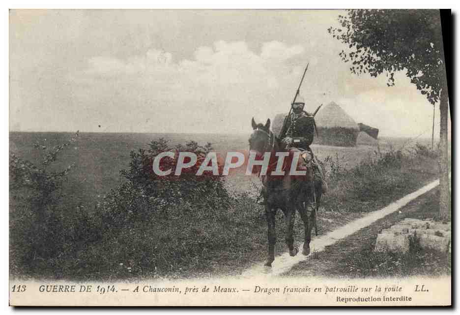 Frans drakenjacht in patrouille — Oorlog van 1914 — A Chauconin, bij Meaux — LL.