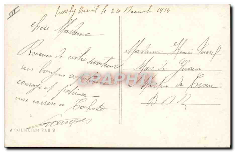 Compagnie de cyclistes — dans la région de Lassigny — J. Courcier, Paris — Verso