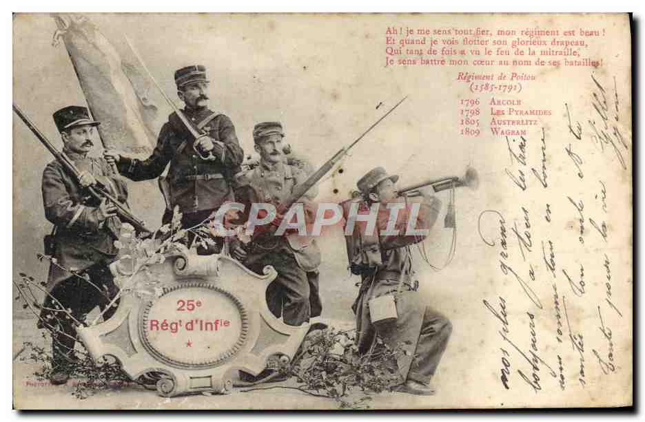 CPA Militaria Regiment 25eme d'infanterie