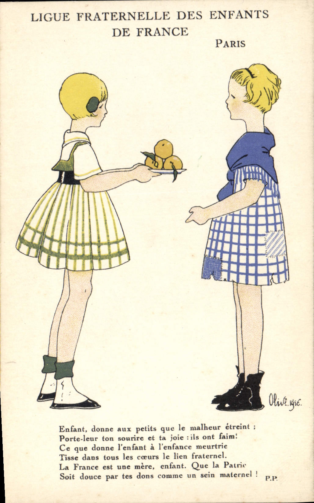 CPA Fantaisie Illustrateur Ligue Fraternelle des Enfants de France Paris