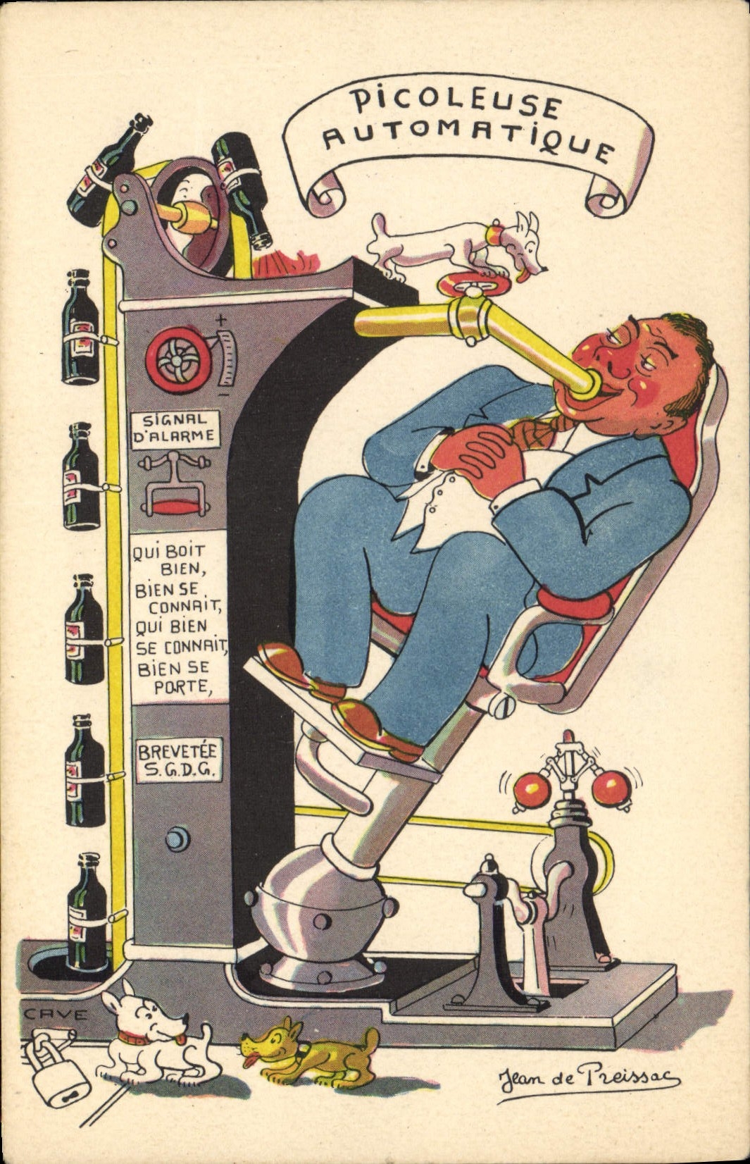 Picoleuse Automatique — caricature d'un homme buvant — dessin de Jean de Preissac