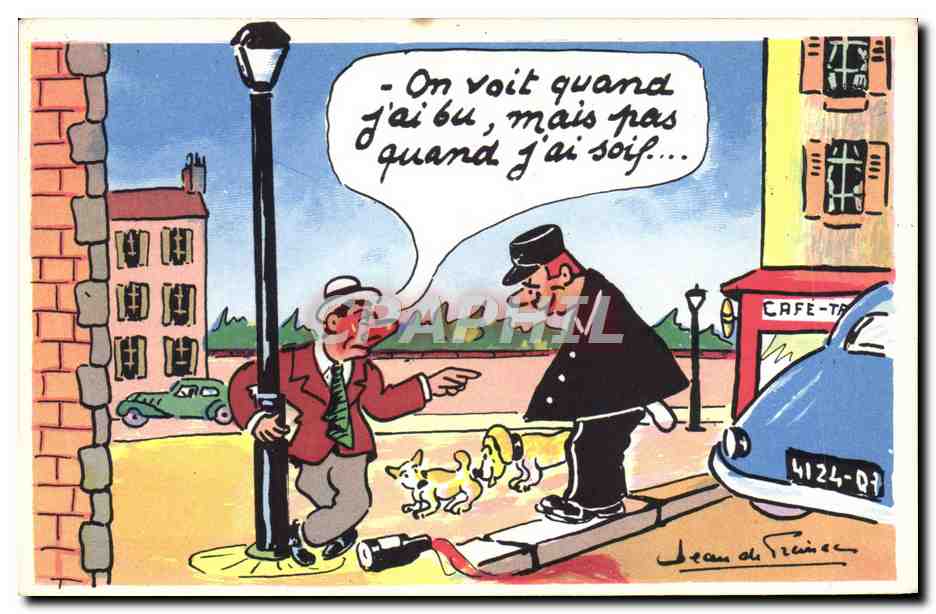 CPA Fantaisie Illustrateur Jean de Preissac Police Policier Chien
