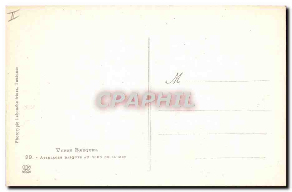 CPA Folklore Types basques Attelages basques au bord de la mer Boeufs  — Rückseite