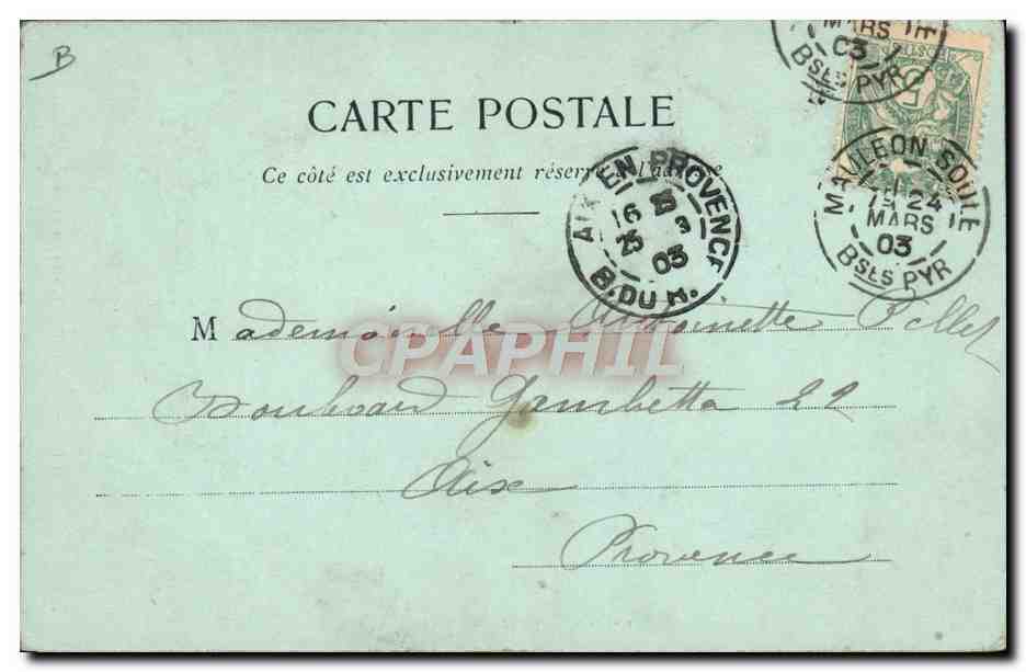CPA Folklore St Jean Pied de Port Types basques  — Verso
