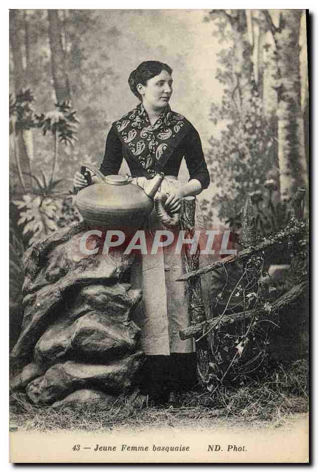 CPA Folklore Jeune femme basquaise 