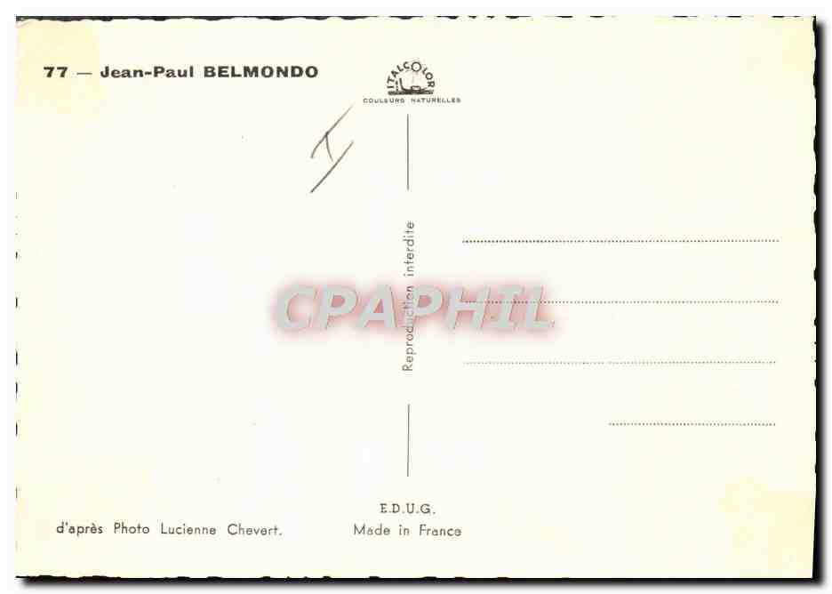 CPM Cinema Jean-Paul Belmondo — Rückseite