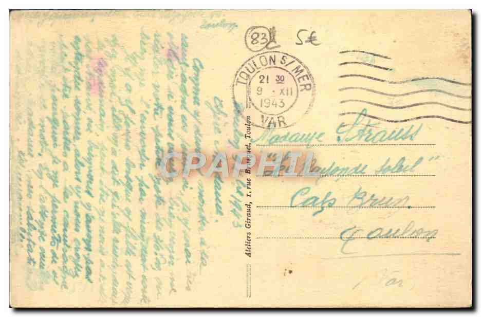 Toulon — Trouée sur la baie Méjean — éditeur inconnu, n° 20 — Reverso