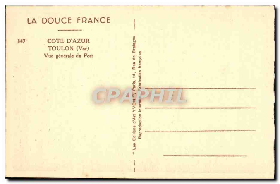 Toulon — Vue générale du Port — La Douce France, n°347 — Rückseite