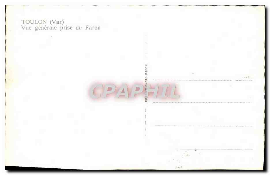 CPM Toulon Vue Generale Prise Du Faron — Verso