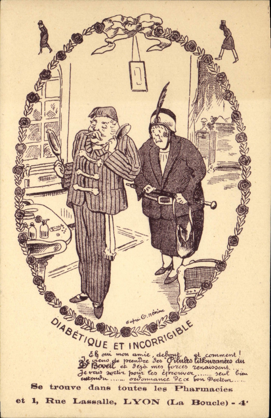 Diabétique et incorrigible — caricature satirique — C. Nérième, Lyon