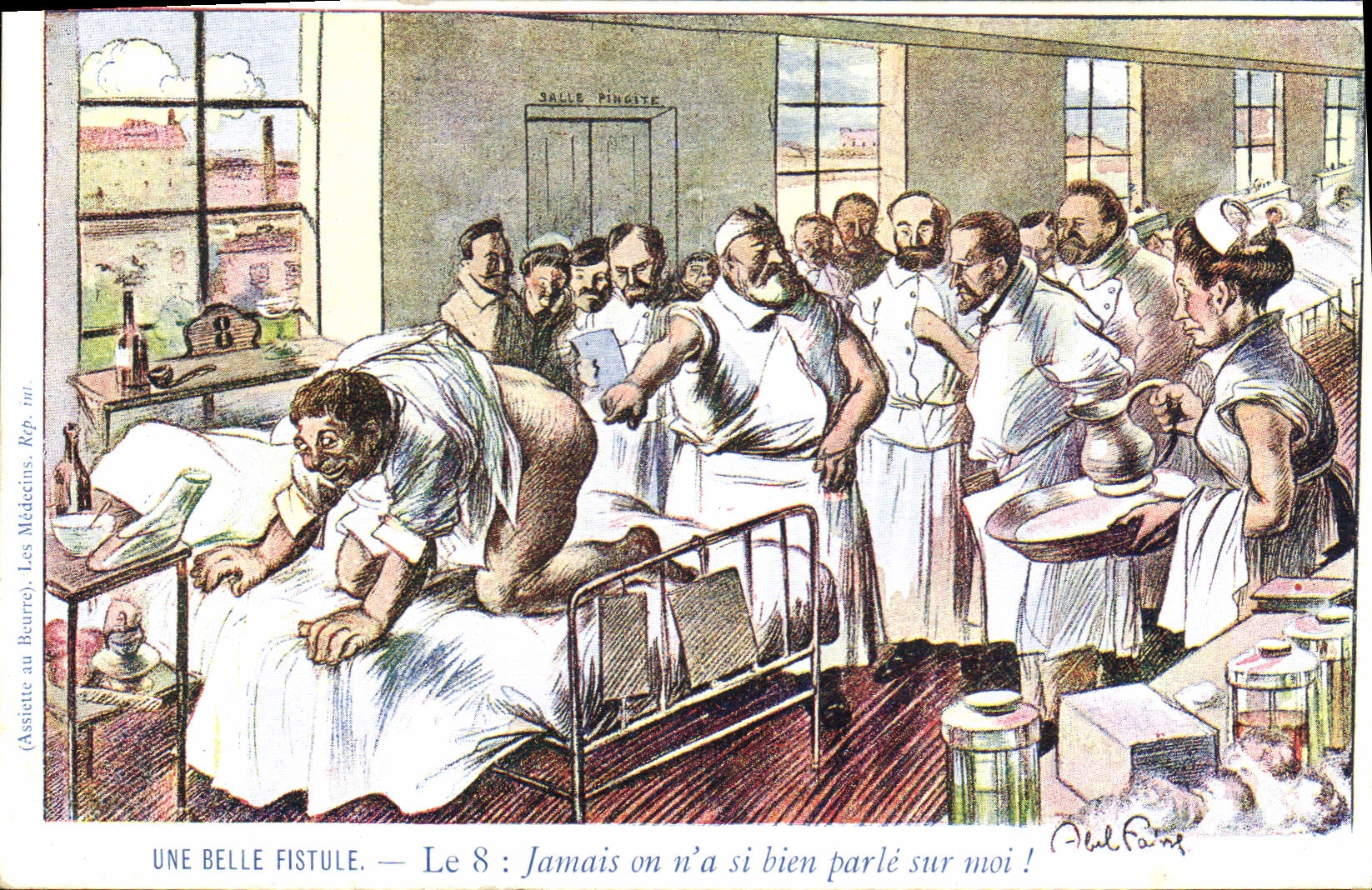 Une belle fistule — Le 8 : Jamais on n'a si bien parlé sur moi ! — Assiette au Beurro, Les Médecins, Rep. int.