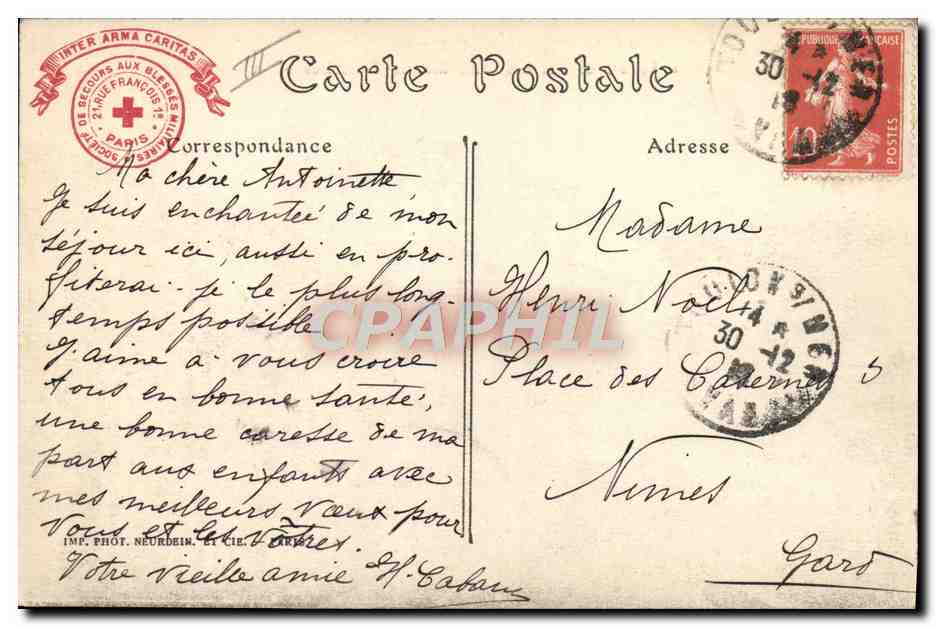 Le Mont-des-Oiseaux (près Hyères) — « Société de Secours aux Blessés Militaires » — Imp. Phot. Neurdein et Cie, Tarn — Back
