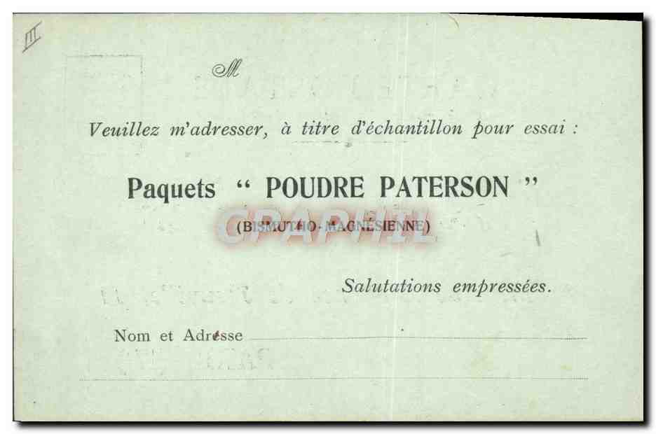 Carte Postale Produits Paterson Rue Alphonse de Neuville Paris 17eme — Rückseite