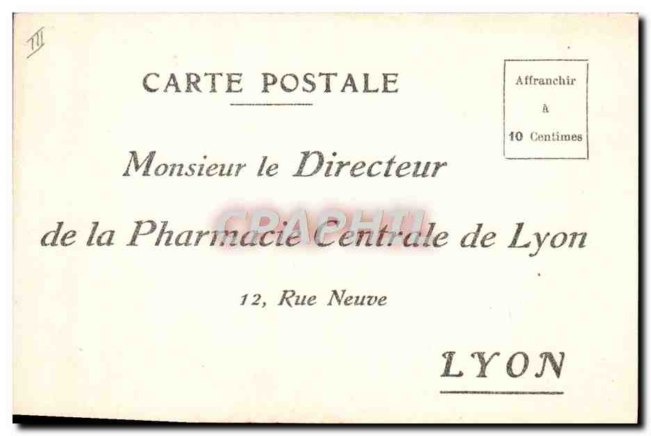 Carte postale demandant un échantillon de ricinoliv — Imp. J. Bruyère, St-Etienne — Back