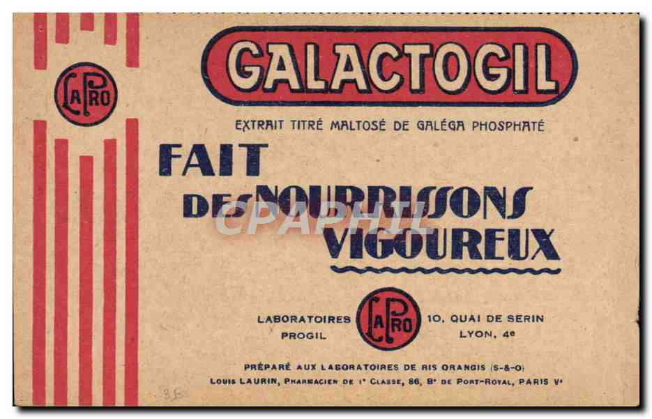Carte postale Galactogil Laboratoires Progil Quai de Serin Lyon 