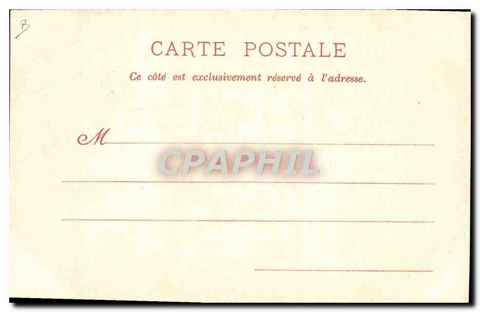 Saumur — Dressage — Saut de la douve — Extrait de l'Album d'Équitation de l'École de Cavalerie — Éditeurs G. Charlier, Saumur — Royer et Cie, Nancy — Verso