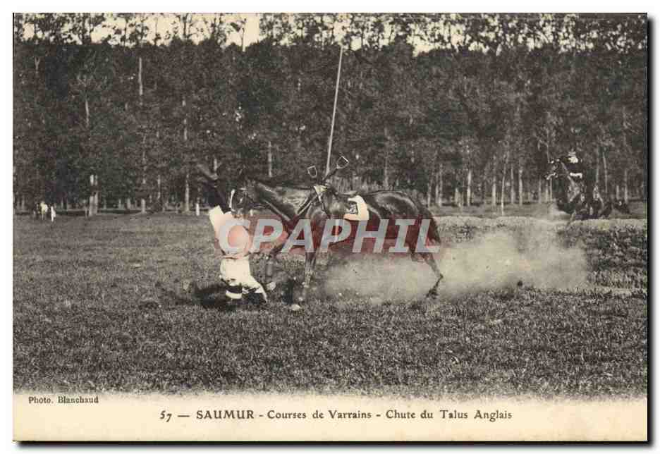 Saumur - Courses de Varrains - Chute du Talus Anglais — Photo. Blanchaud, n°57
