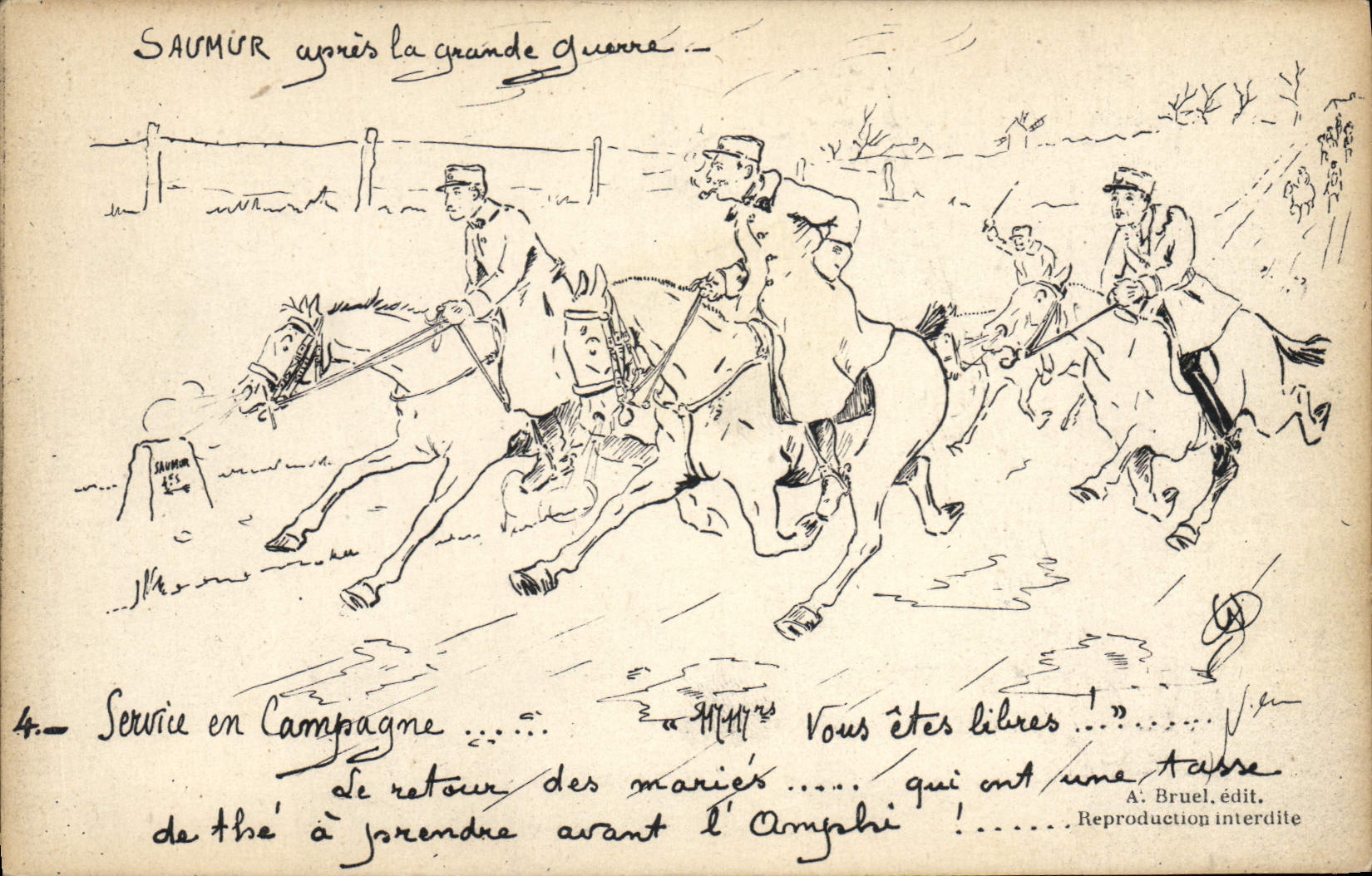 CPA Cheval Hippisme Saumur apres la grande guerre Service en campagne