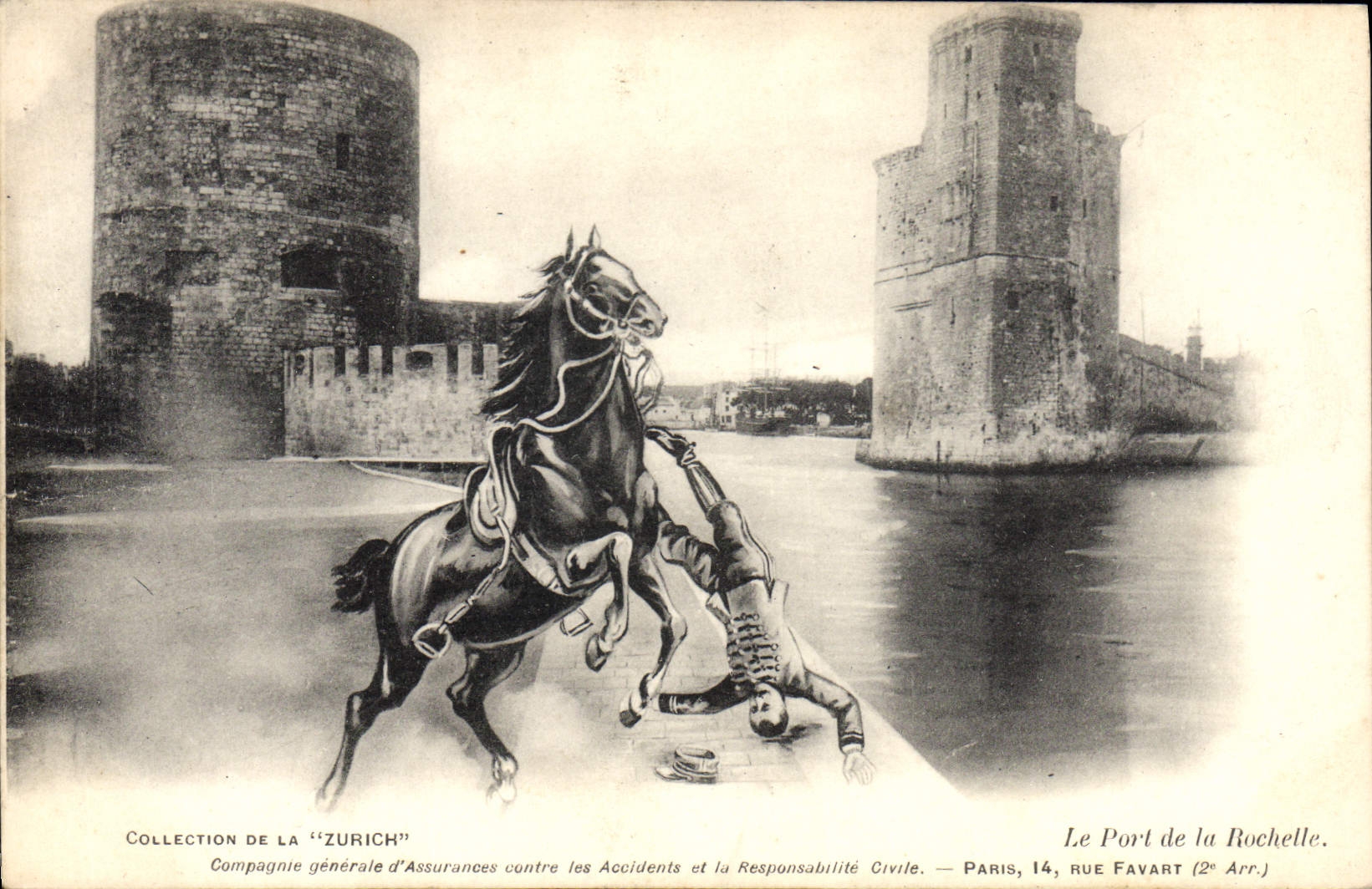 CPA Cheval Hippisme Le port de la Rochelle 