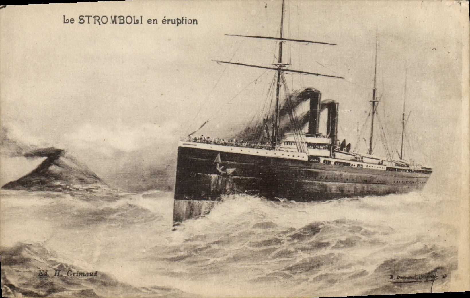 Le STROMBOLI en éruption — Éd. H. Grimaud