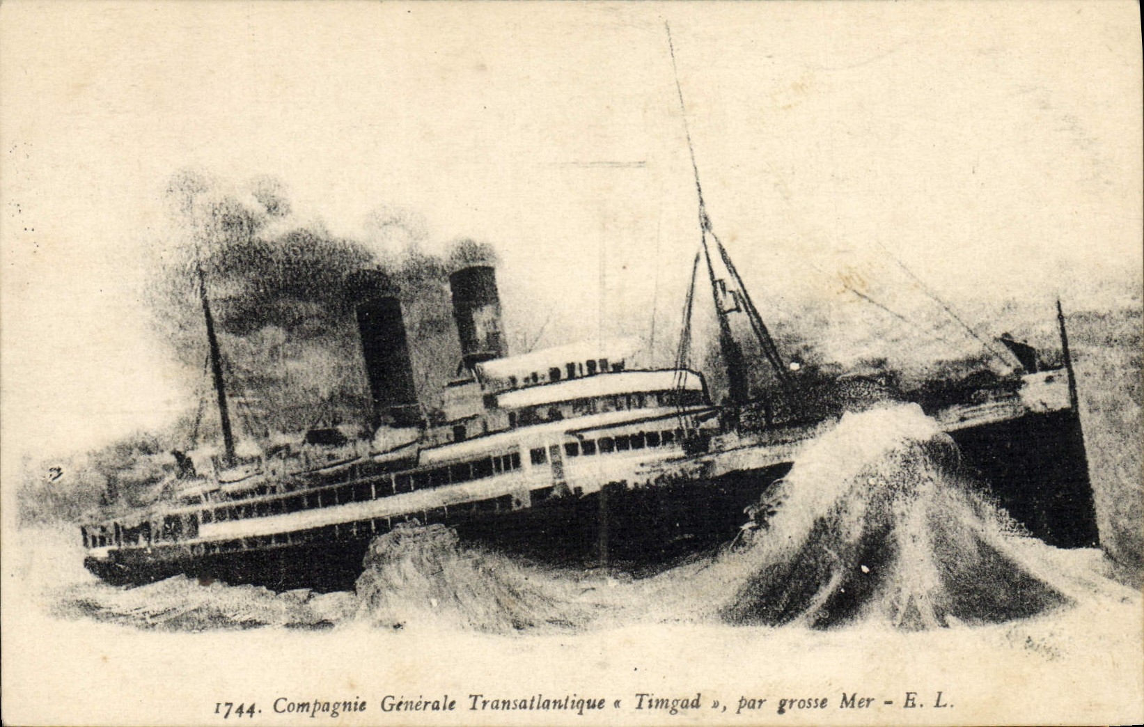 Compagnie Générale Transatlantique « Timgad », par grosse Mer — E. L.