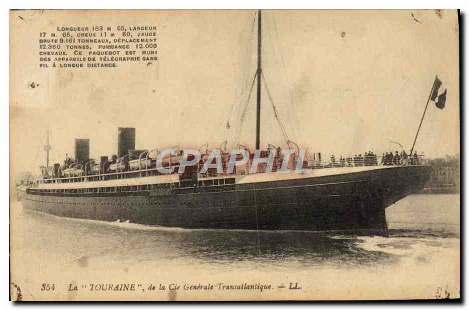 CPA Bateau Paquebot La Touraine de la Cie Generale Transatlantique