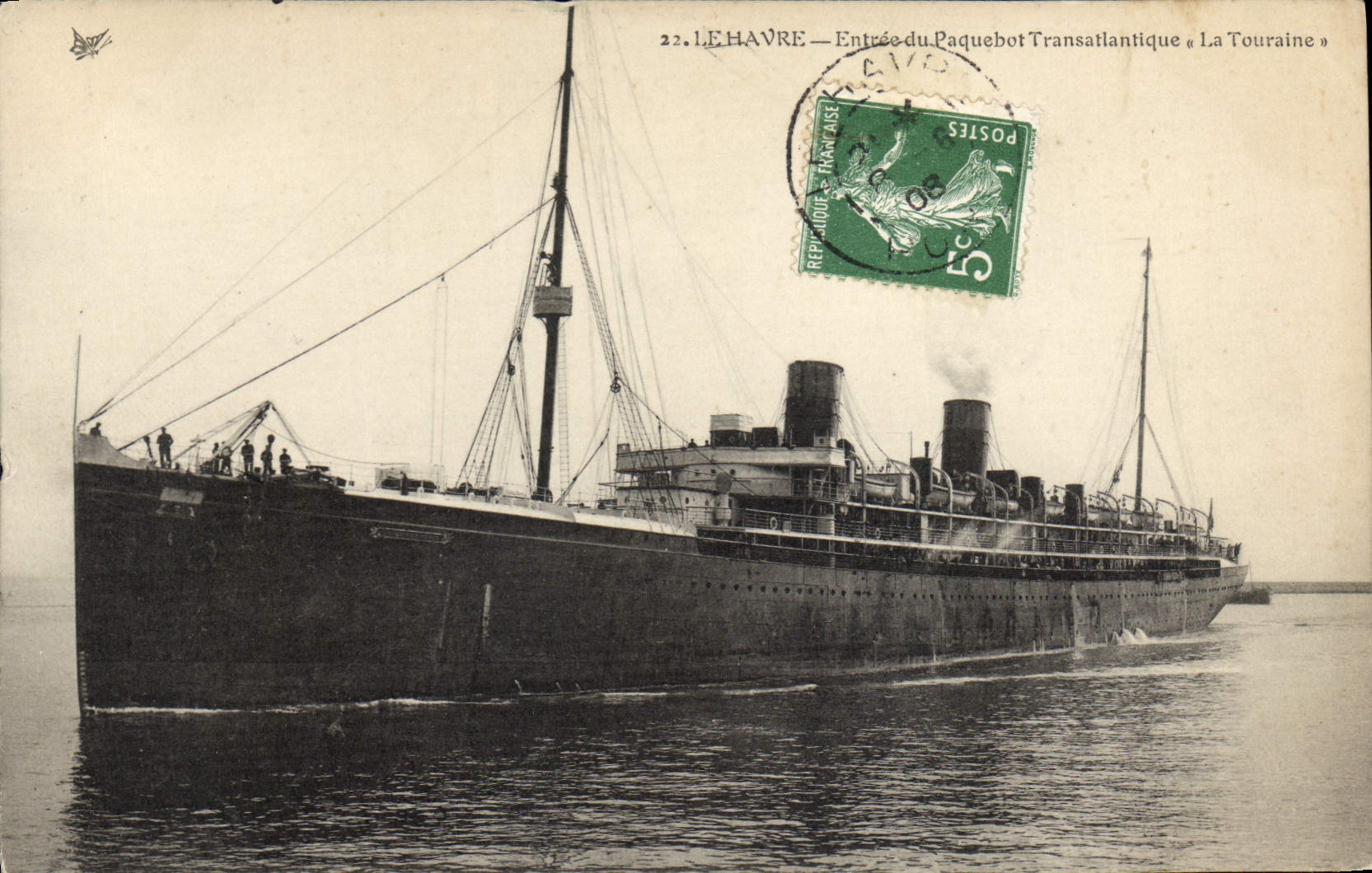 Le Havre — Entrée du Paquebot Transatlantique « La Touraine » — Éditeur inconnu, n° 22.1