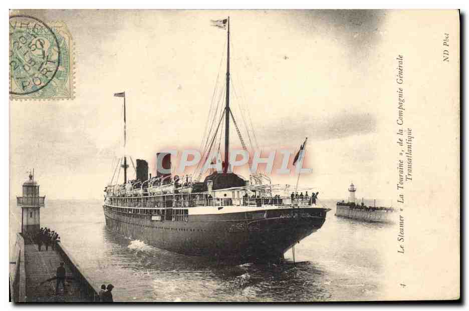 Het stoomschip "La Touraine" van de Algemene Transatlantische Maatschappij — ND Pl.4