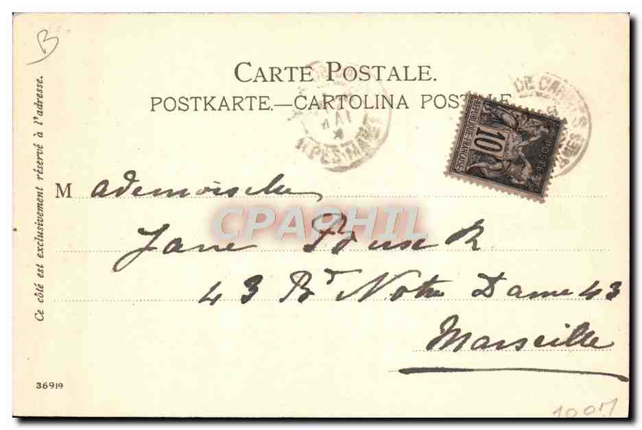 Cannes — Le Port — Schmidt-Staub & Cie, Nuremberg, n°449 — Verso